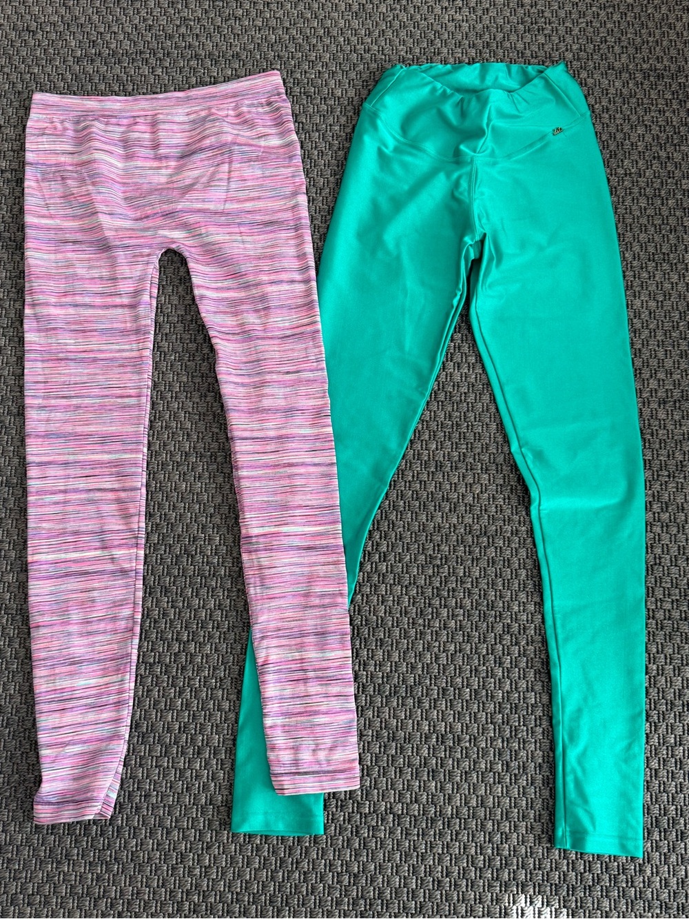 Girls' Pink Space-Dye Leggings & Teal Active Leggings Set